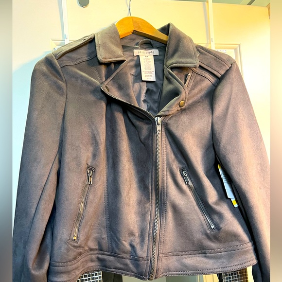 Philosophy faux suede grey jacket - size medium NWT - Picture 1 of 3